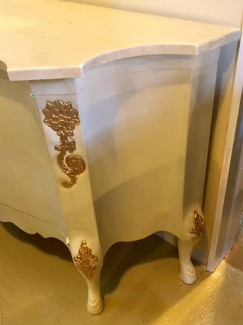 Louis XV Style Parcel-Gilt and Paint Decorated Two-Door Cabinet Server Sideboard - 7