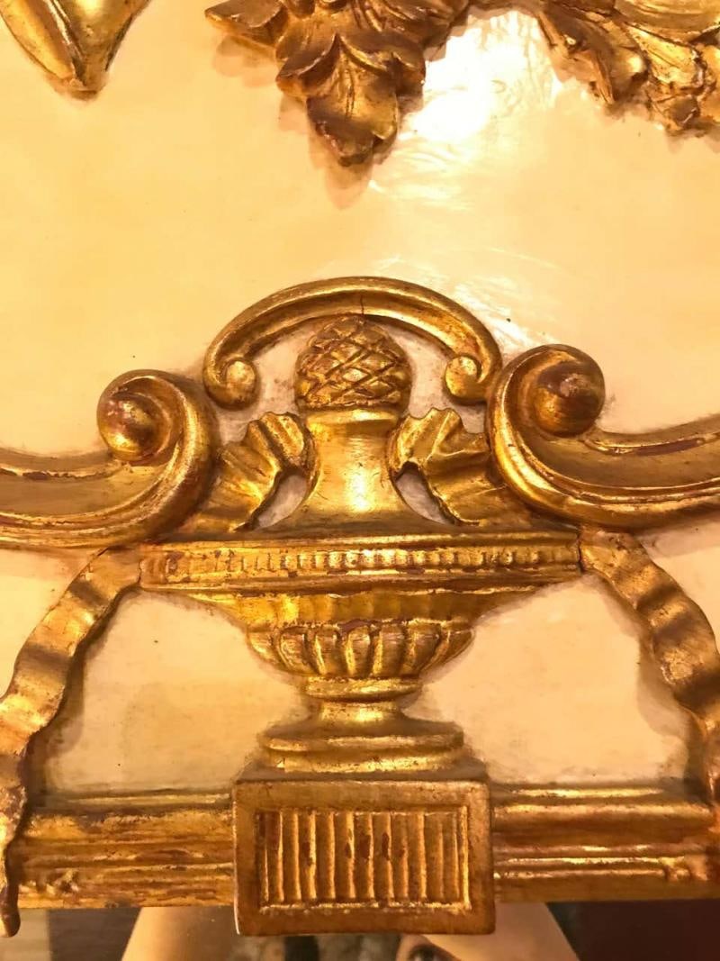 Louis XVI Style Painted & Parcel-Gilt Trumeau Console or over the Mantle Mirror - 7