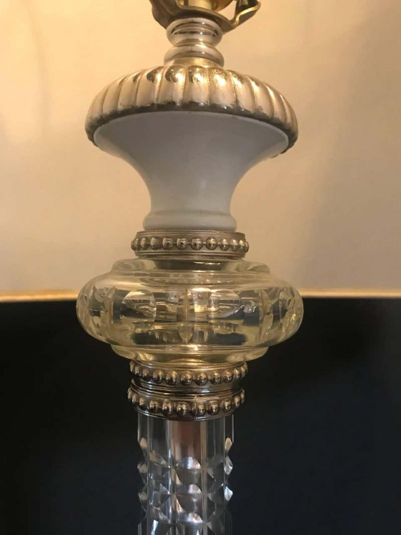 Hollywood Regency Style White Marble Glass and Silver Plate Floor Standing Lamp - 10