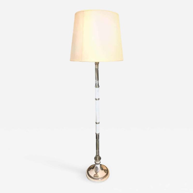 Hollywood Regency Style White Marble Glass and Silver Plate Floor Standing Lamp (1 of 11)