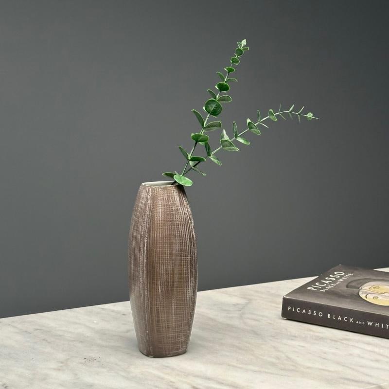 Ingrid Atterberg, Ekeby, Swedish Mid-Century Modern, Tan Vase, Stoneware,1960s - 2