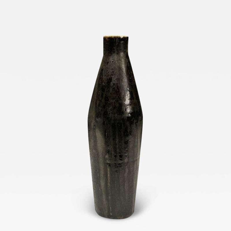 Carl-Harry Stalhane, Rörstrand, Swedish Mid-Century Modern, Grey Stoneware Vase: Title: Carl-Harry Stalhane, Rörstrand, Swedish Mid-Century Modern, Grey Stoneware Vase Description: Carl-Harry Stalhane, Rörstrand, Swedish Mid-Century Modern, Vase or Vessel, Dark Grey Ston