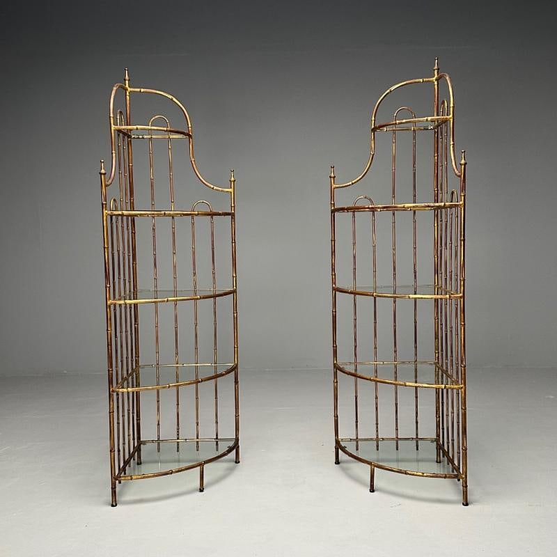 Maison Jansen, Hollywood Regency, Etagères, Brass Faux Bamboo, 1970s - 4