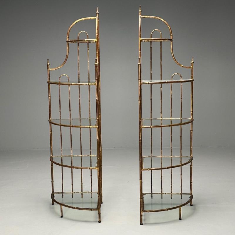 Maison Jansen, Hollywood Regency, Etagères, Brass Faux Bamboo, 1970s - 5