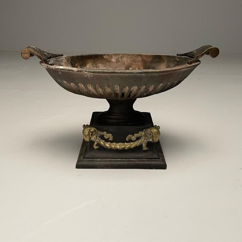 Regency, George III Style, Large Urn Planter, Cast Iron, Brass, England, 20th C. - 2
