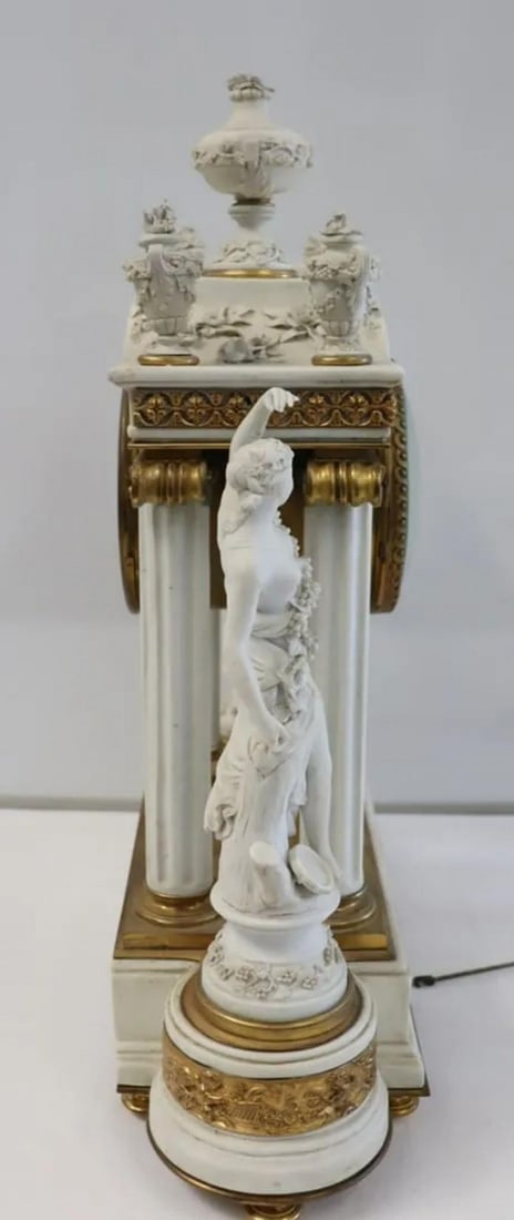 Sèvres Parian Attr, Louis XV, French Mantle Clock, Parian, Bronze, 19th Century - 5
