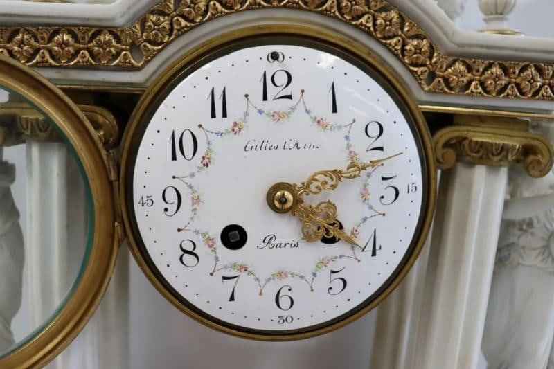 Sèvres Parian Attr, Louis XV, French Mantle Clock, Parian, Bronze, 19th Century - 6