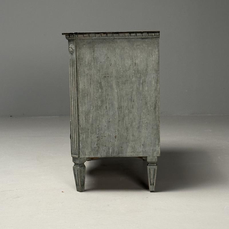 Gustavian, Swedish Commodes, Blue Paint Distressed, Brass, Sweden, 19th C. - 12
