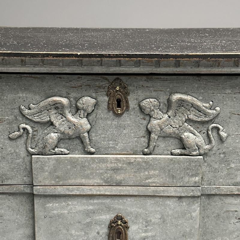 Gustavian, Swedish Commodes, Blue Paint Distressed, Brass, Sweden, 19th C. - 8