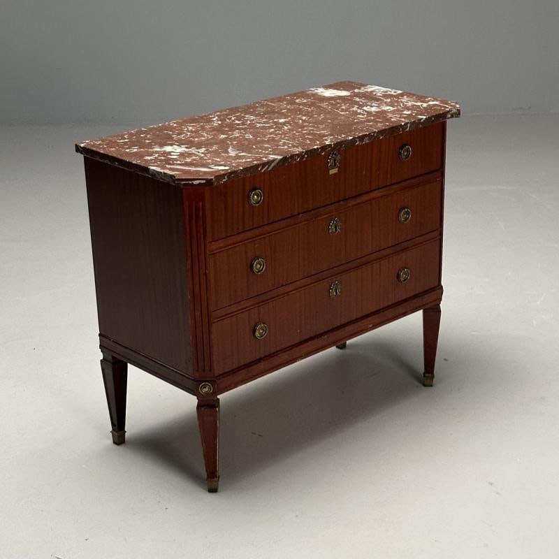 Gustavian, Louis XVI Style, Swedish Commode, Mahogany, Marble, Sweden, 1950s - 2