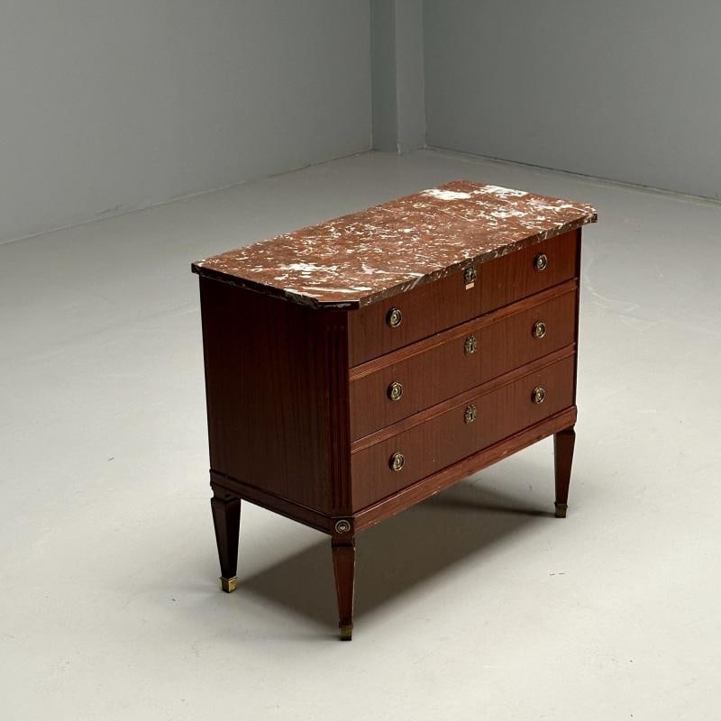 Gustavian, Louis XVI Style, Swedish Commode, Mahogany, Marble, Sweden, 1950s - 4