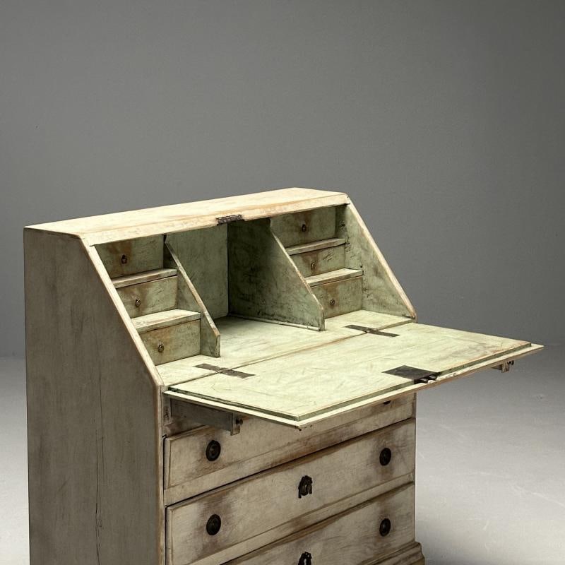 Gustavian, Swedish Secretaire Desk, White Paint, Pinewood, Sweden, 1900s - 5