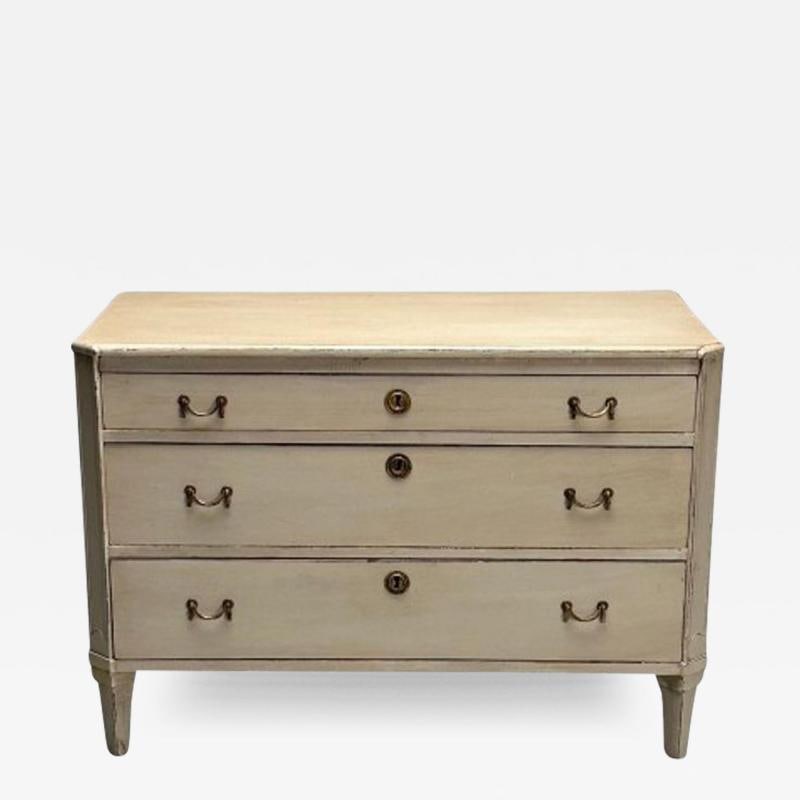 Gustavian, Swedish Commode, Gray Paint Distressed, Brass, Sweden, 1900s (1 of 12)