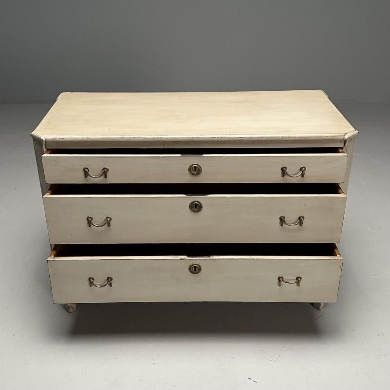 Gustavian, Swedish Commode, Gray Paint Distressed, Brass, Sweden, 1900s - 6