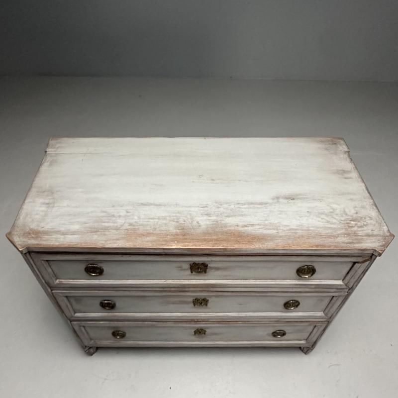 Gustavian, Swedish Commode, Gray Paint Distressed, Brass, Sweden, 1800s - 10