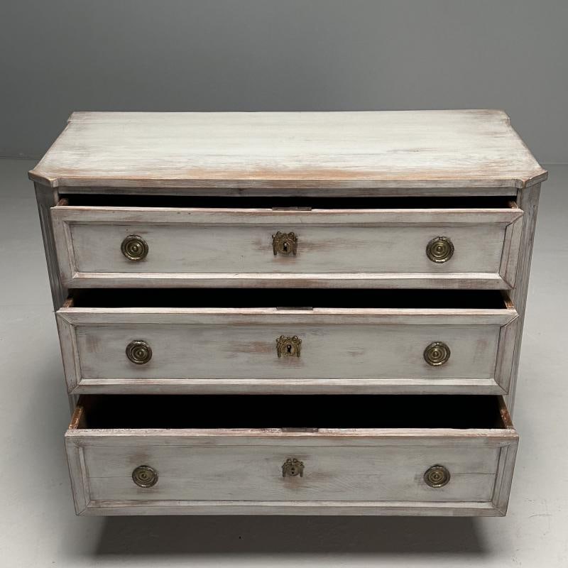 Gustavian, Swedish Commode, Gray Paint Distressed, Brass, Sweden, 1800s - 7