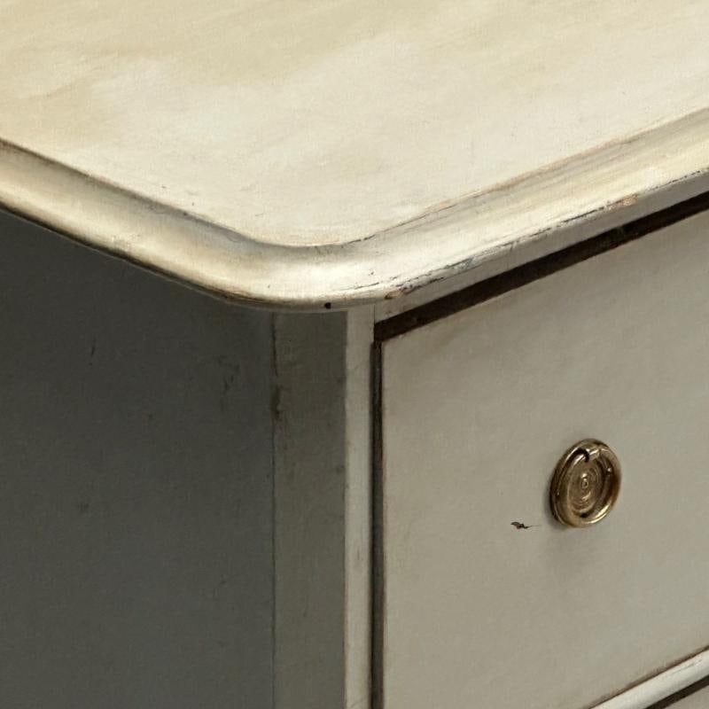 Gustavian, Swedish Commode, Grey Paint Distressed, Brass, Sweden, 1930s - 10