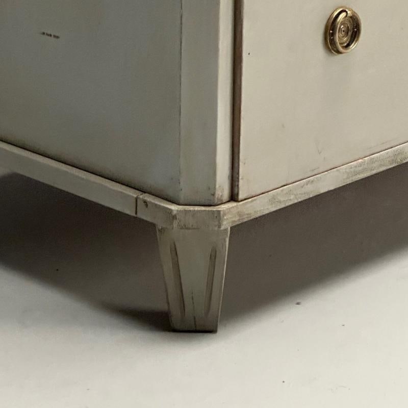 Gustavian, Swedish Commode, Grey Paint Distressed, Brass, Sweden, 1930s - 11