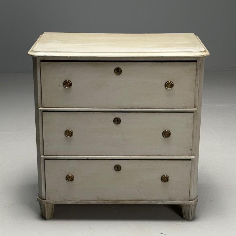 Gustavian, Swedish Commode, Grey Paint Distressed, Brass, Sweden, 1930s - 4