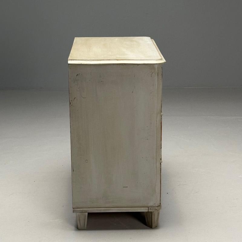 Gustavian, Swedish Commode, Grey Paint Distressed, Brass, Sweden, 1930s - 8