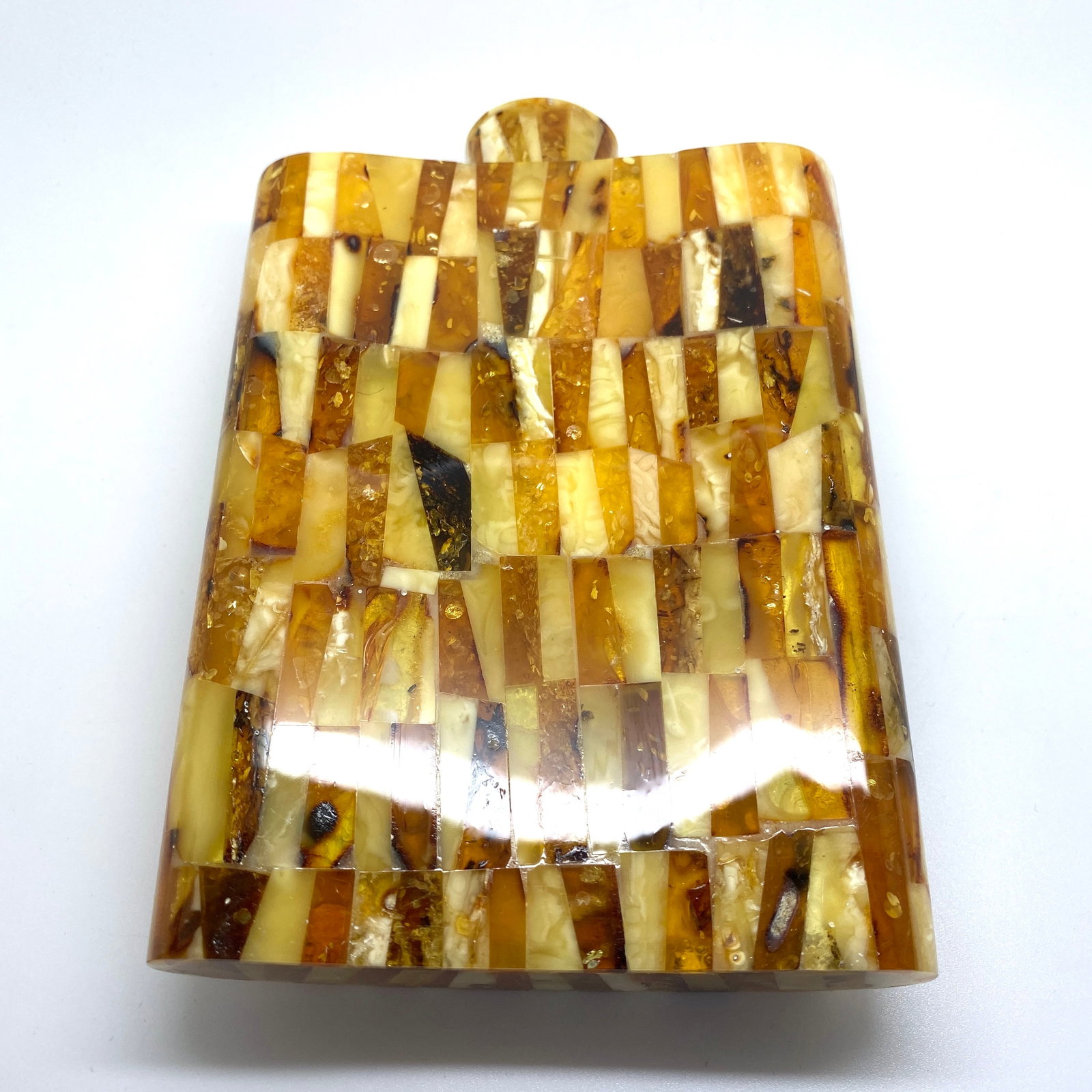 Fascinating Unique Antique Amber Hip Flask - 7