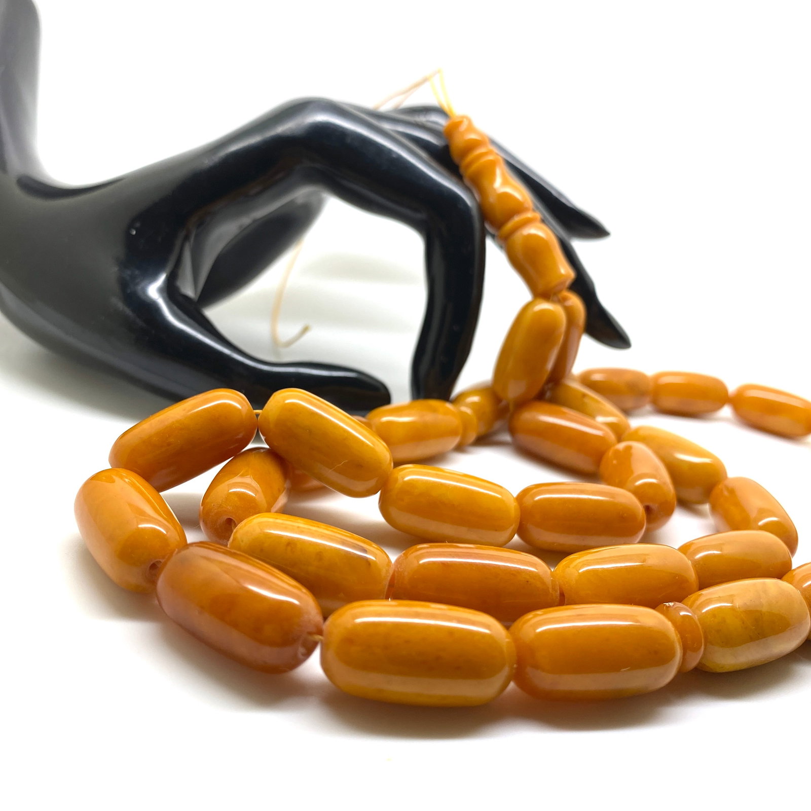 Exquisite Vintage Amber Tesbih made from Barrel shaped Amber beads - 3