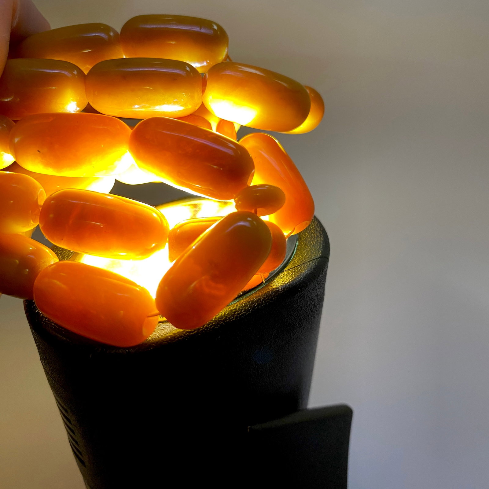 Exquisite Vintage Amber Tesbih made from Barrel shaped Amber beads - 6