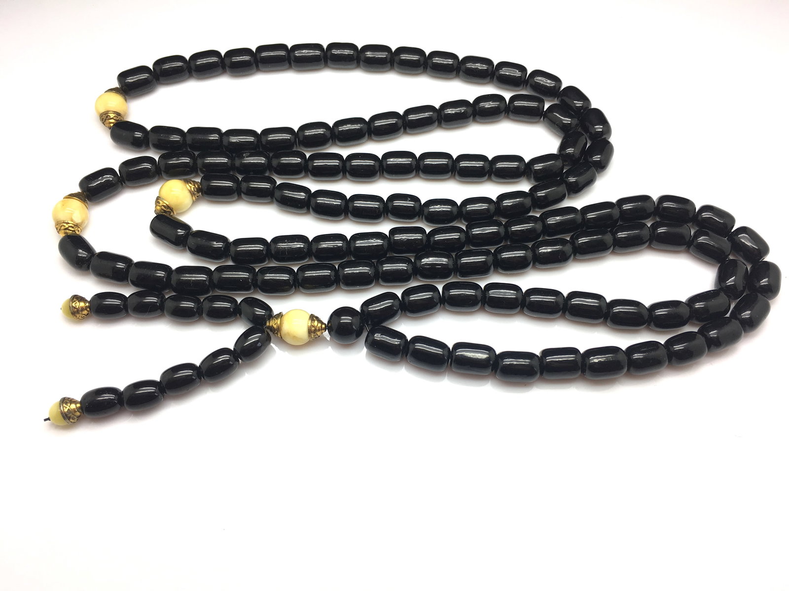 Incredible Amber Mala made from Barrel shaped Amber beads - 5