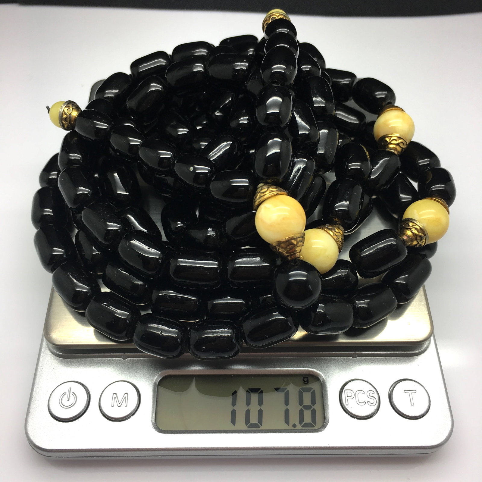 Incredible Amber Mala made from Barrel shaped Amber beads - 8