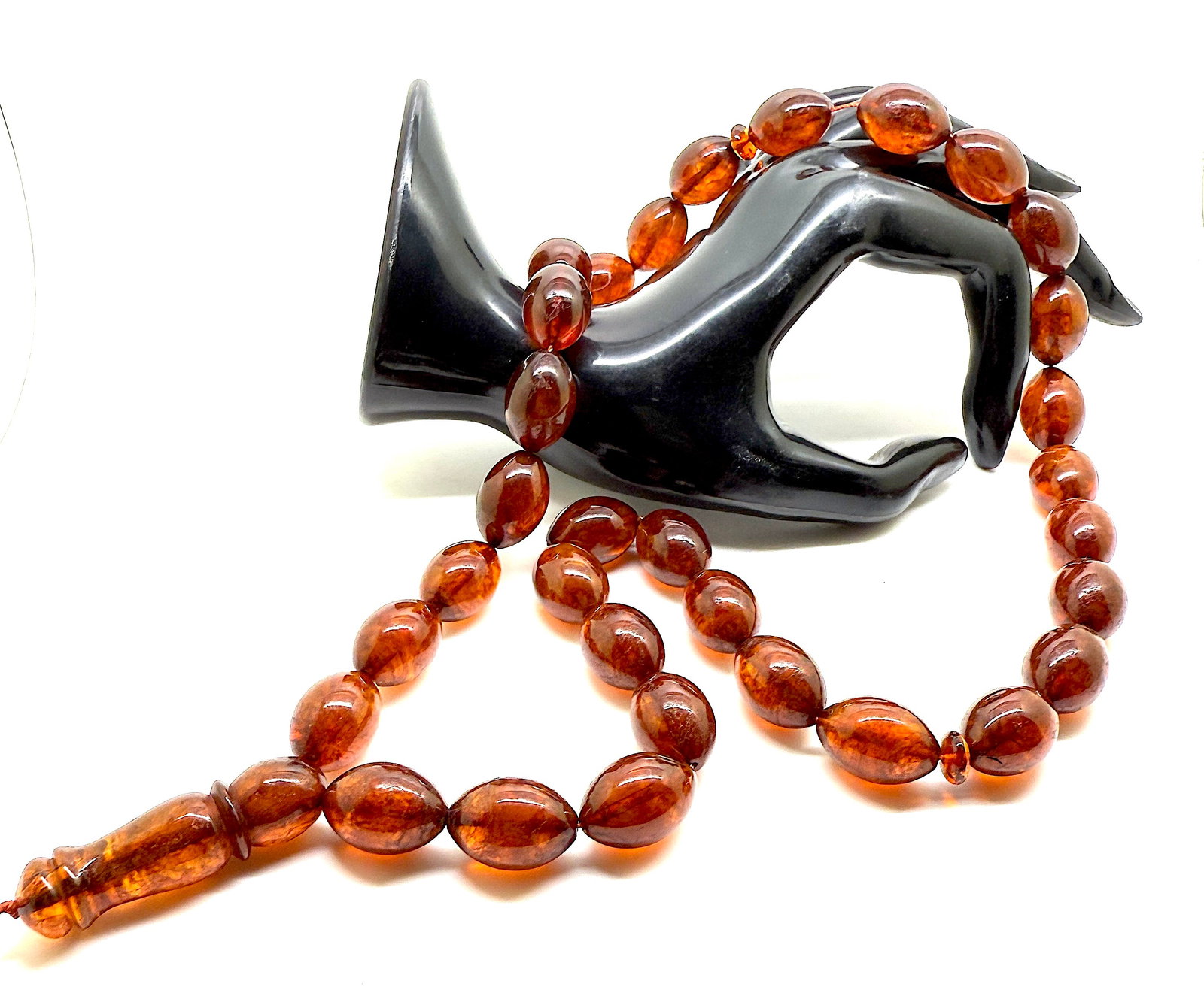 Unique and Astonishing Amber Tesbih made from Olive shaped Amber beads - 4