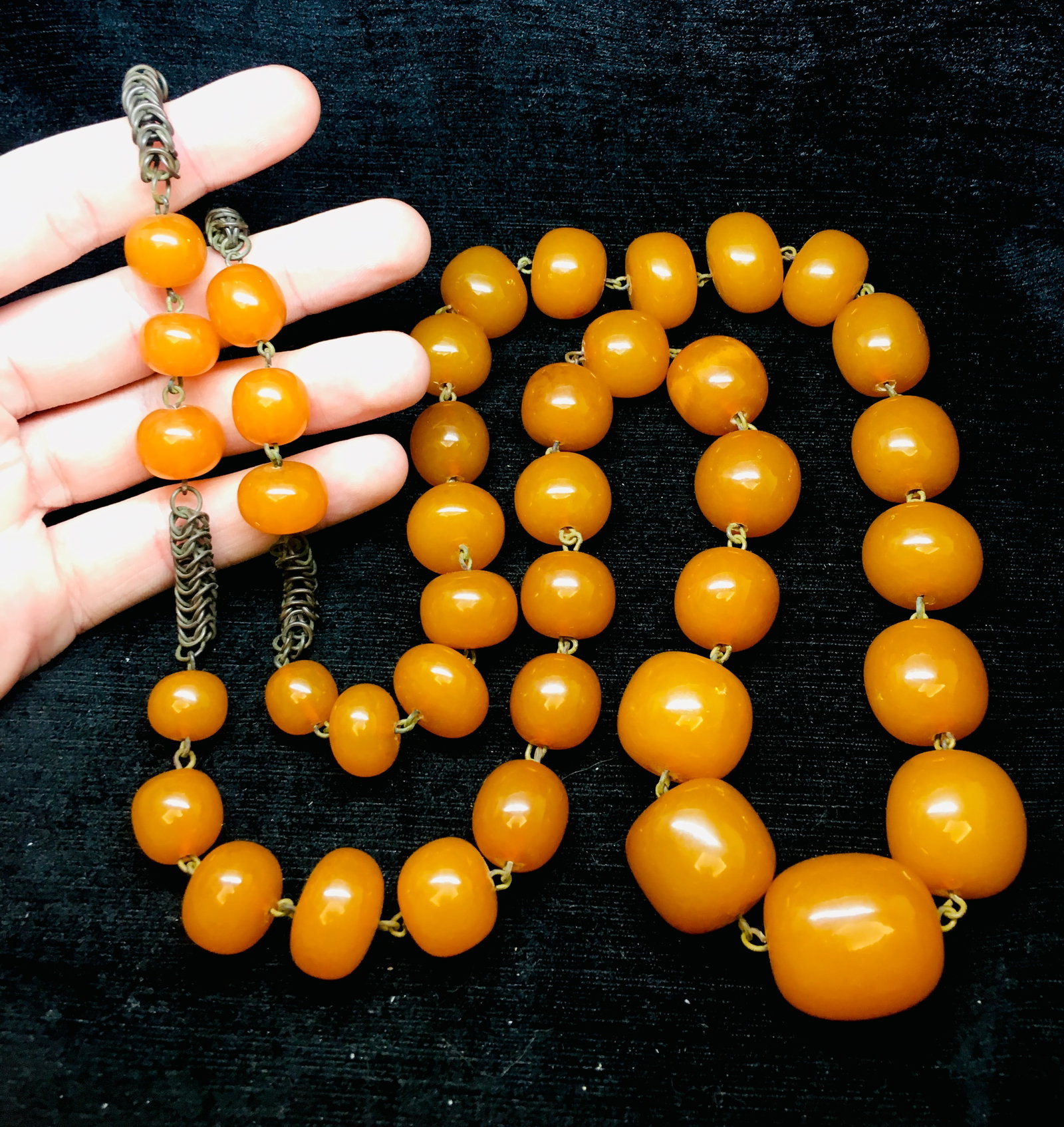 Beautiful Unique Antique Amber Necklace made from Barrel shaped Amber beads - 3