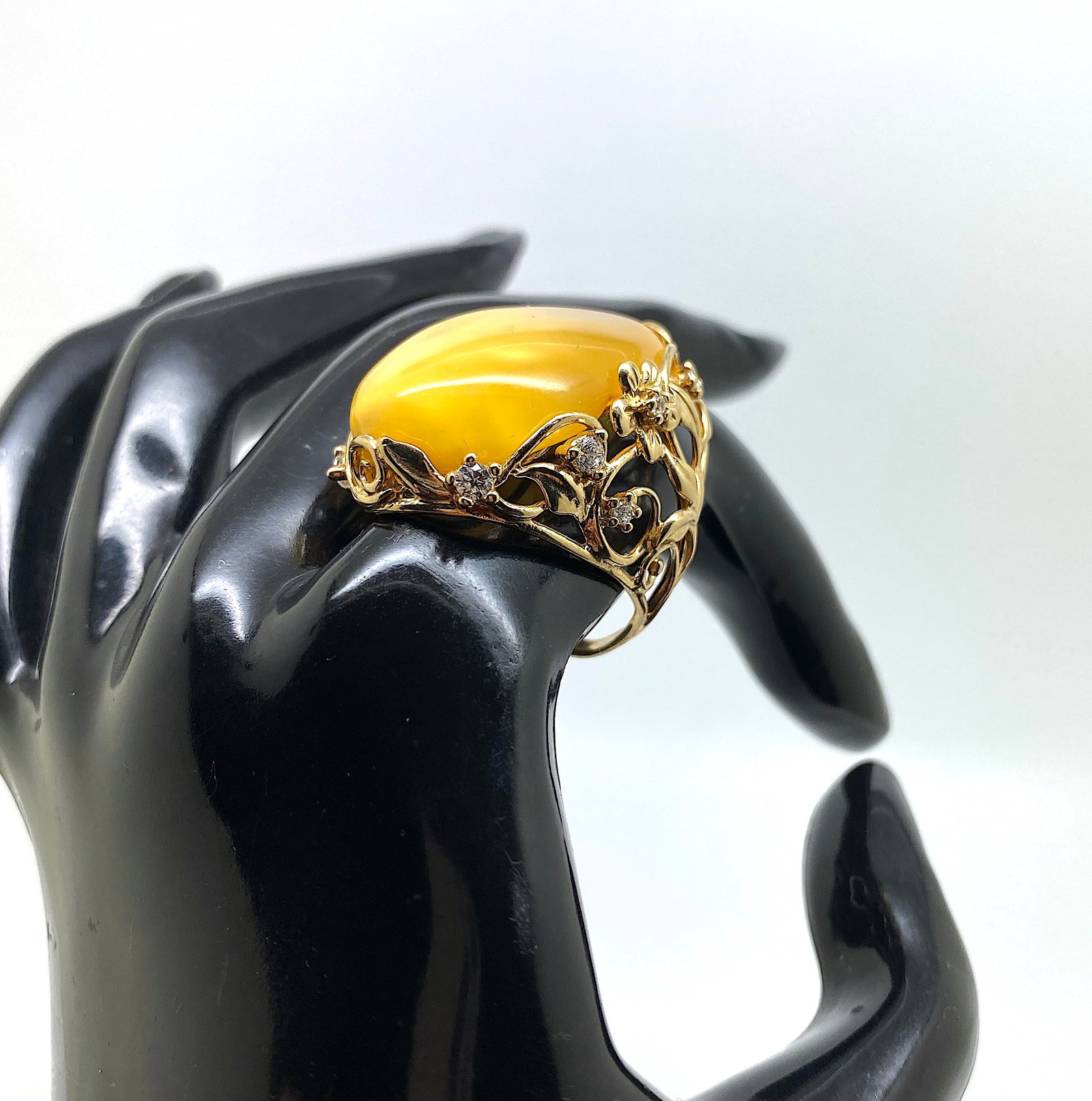 Adjustable Amber Ring - 9