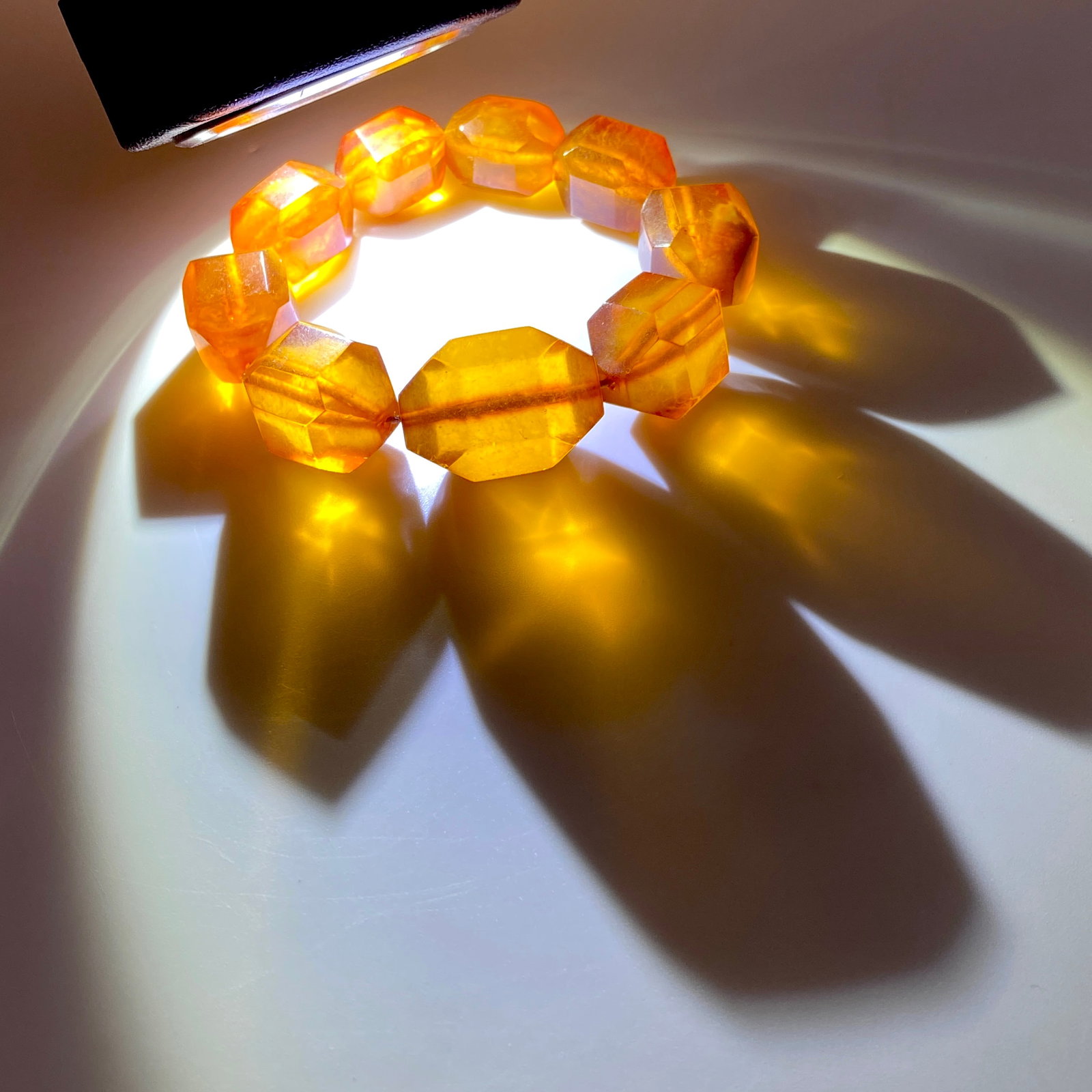 Beautiful Amber Bracelet made from Barrel shaped Amber beads - 9