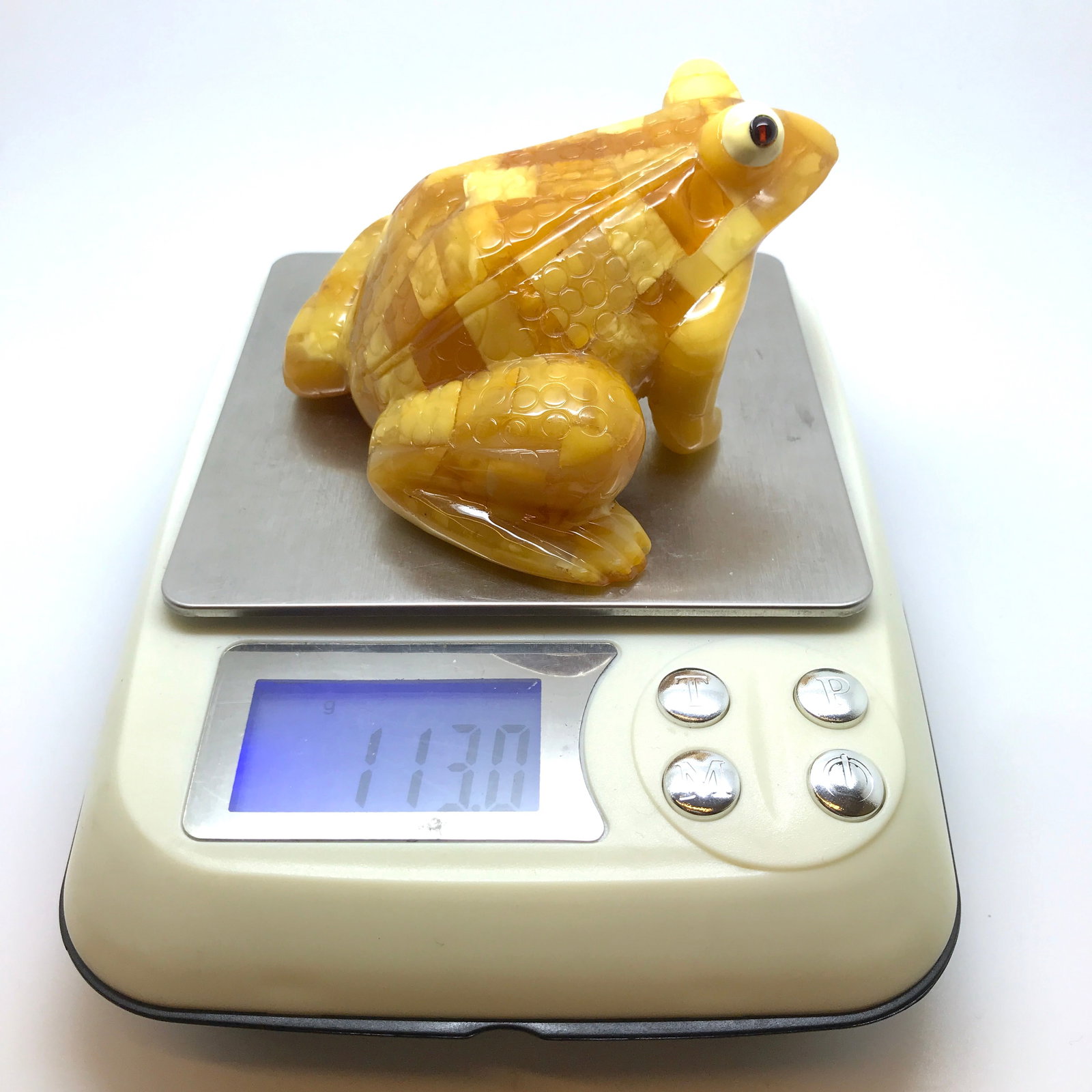 Impressive Unique Vintage Amber Statue shaped like a Frog - 7