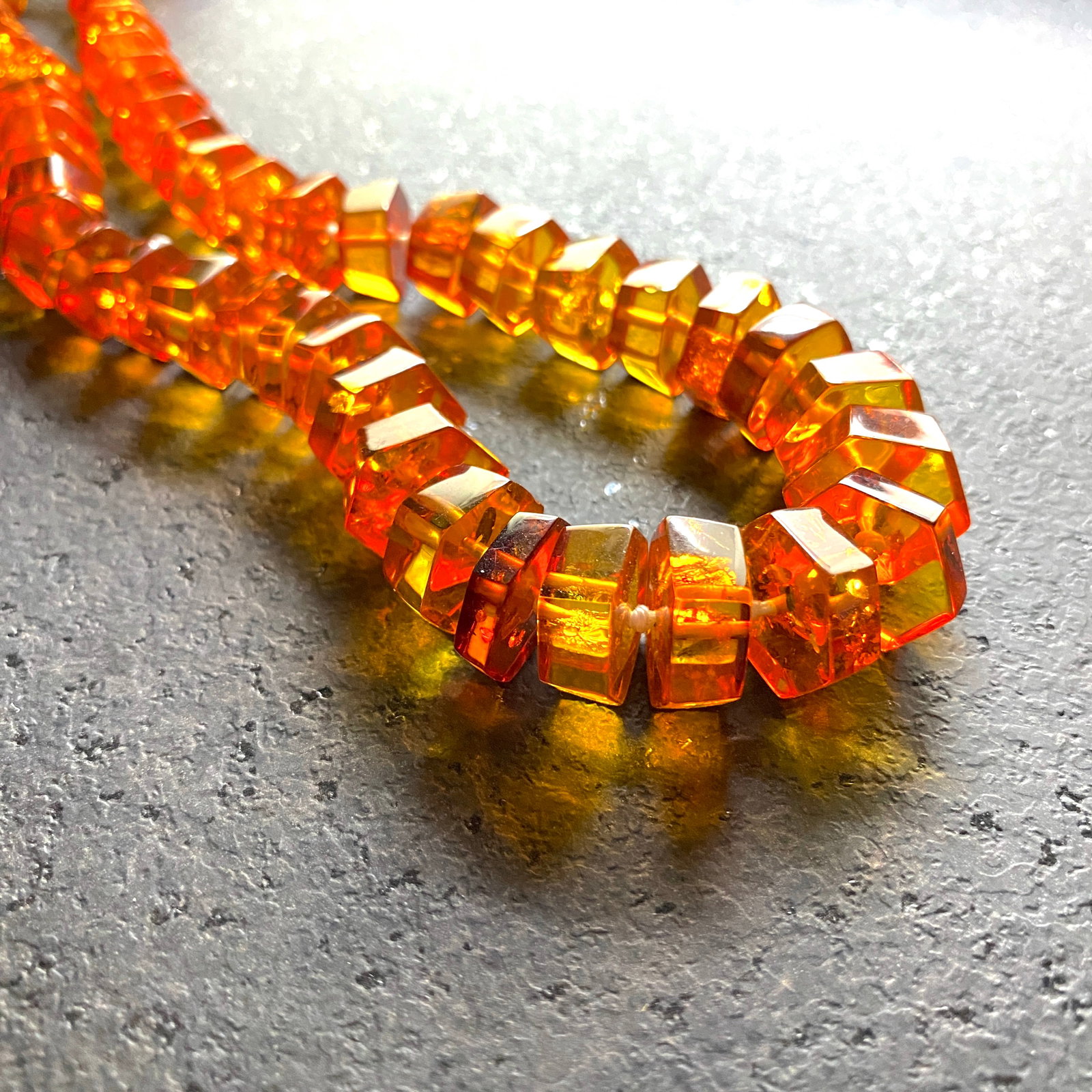 Staggering Vintage Amber Necklace made from Hand Carved Amber beads - 5