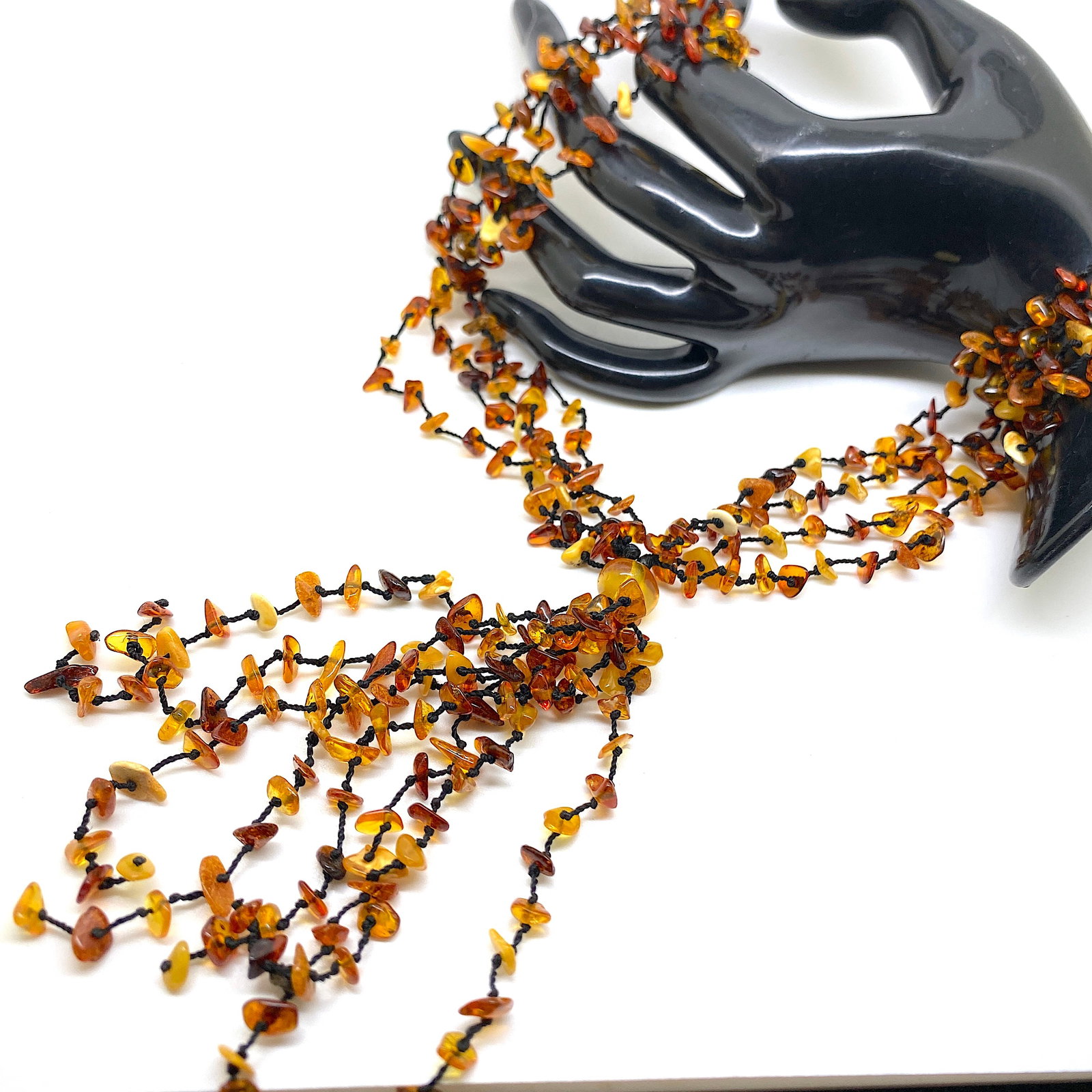 Beautiful Vintage Amber Necklace made from Natural shaped Amber beads - 7