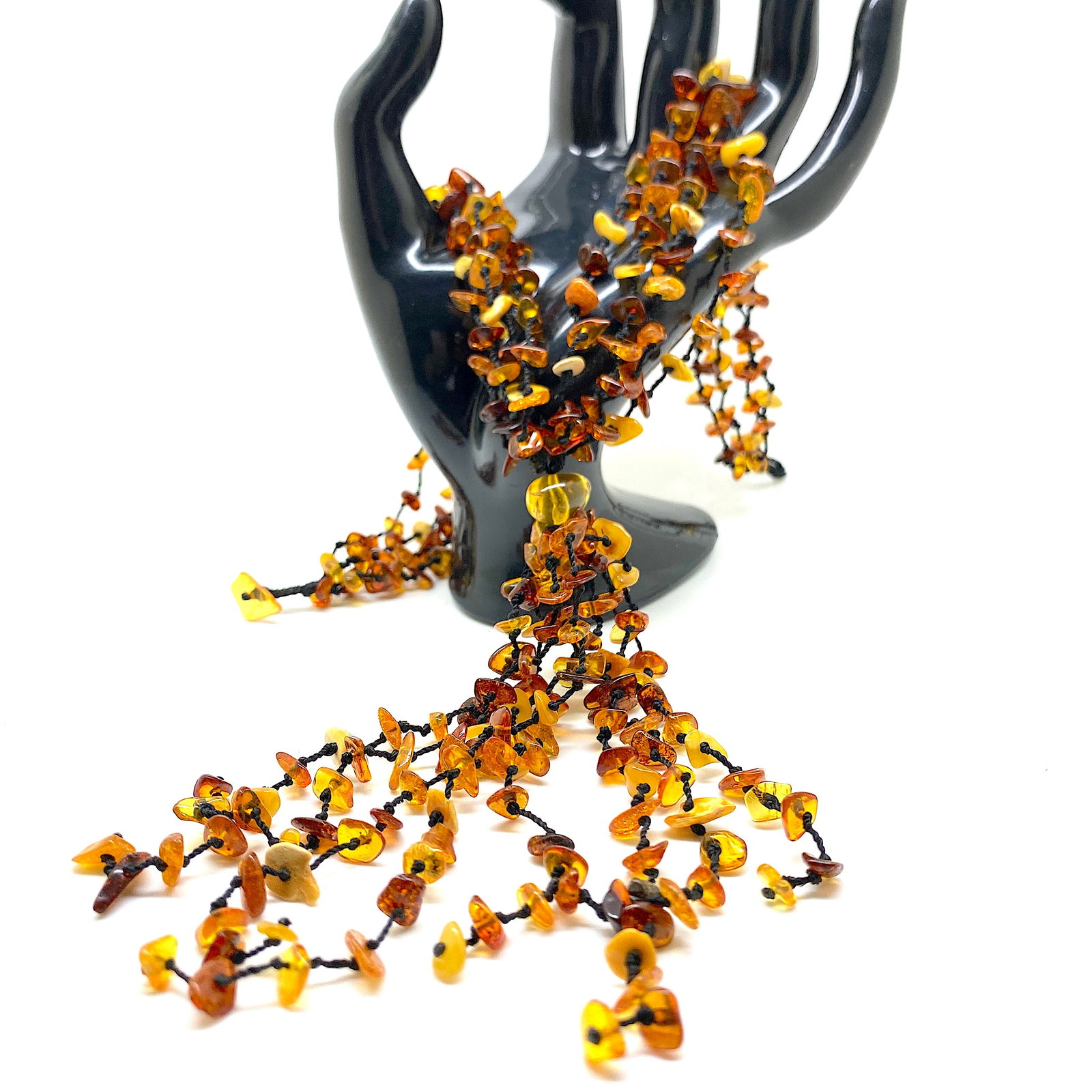 Beautiful Vintage Amber Necklace made from Natural shaped Amber beads - 8