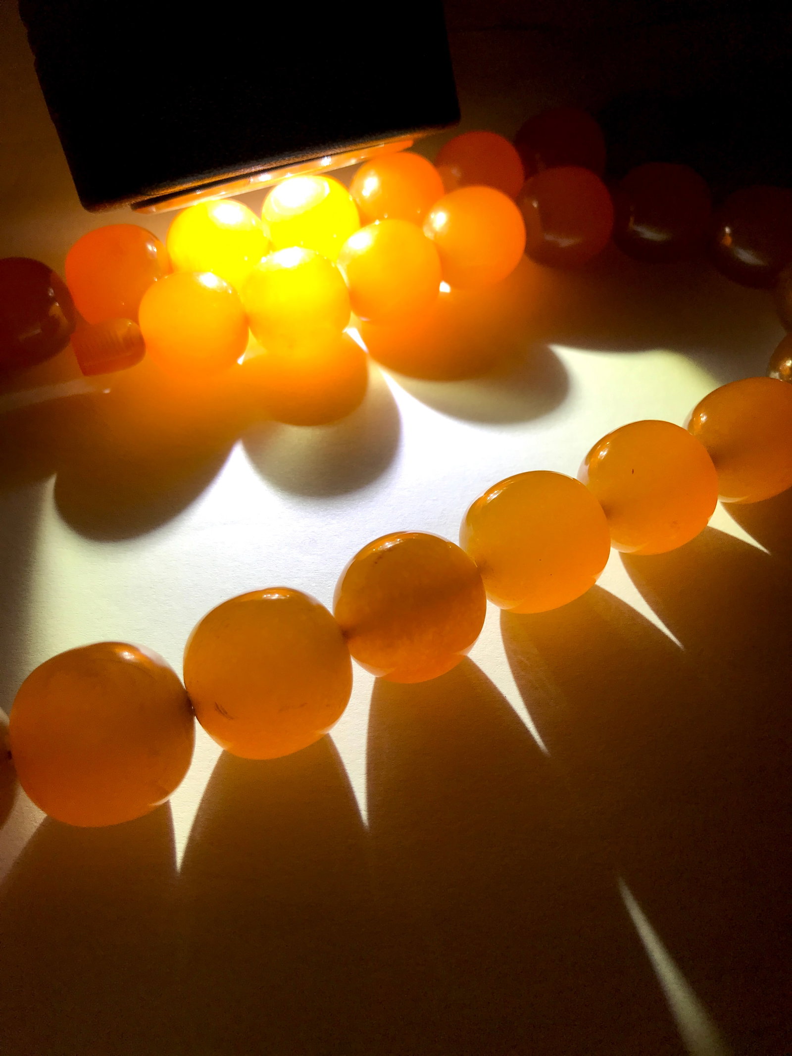 Amazing Unique Vintage Amber Necklace made from Barrel shaped Amber beads - 10