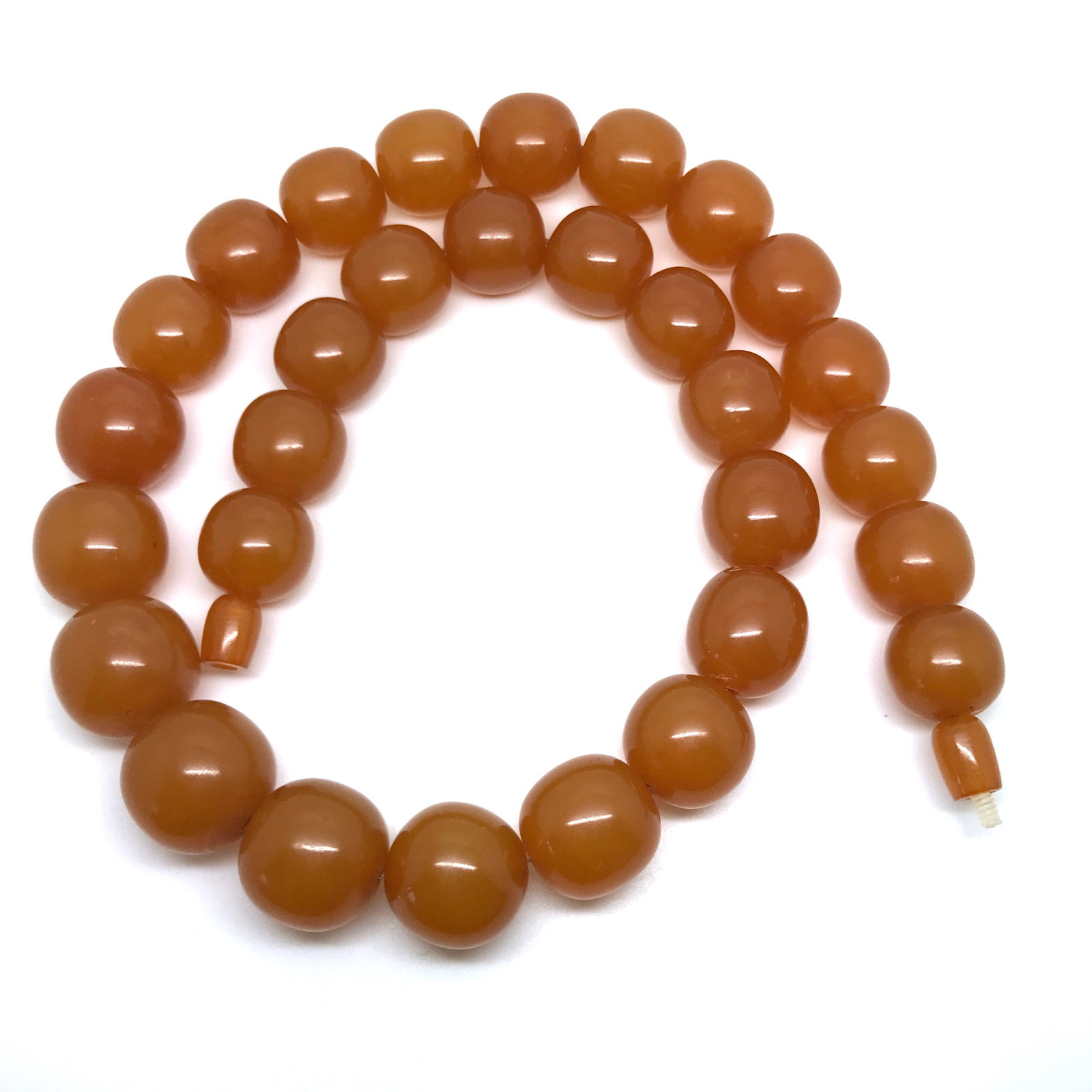 Amazing Unique Vintage Amber Necklace made from Barrel shaped Amber beads - 6