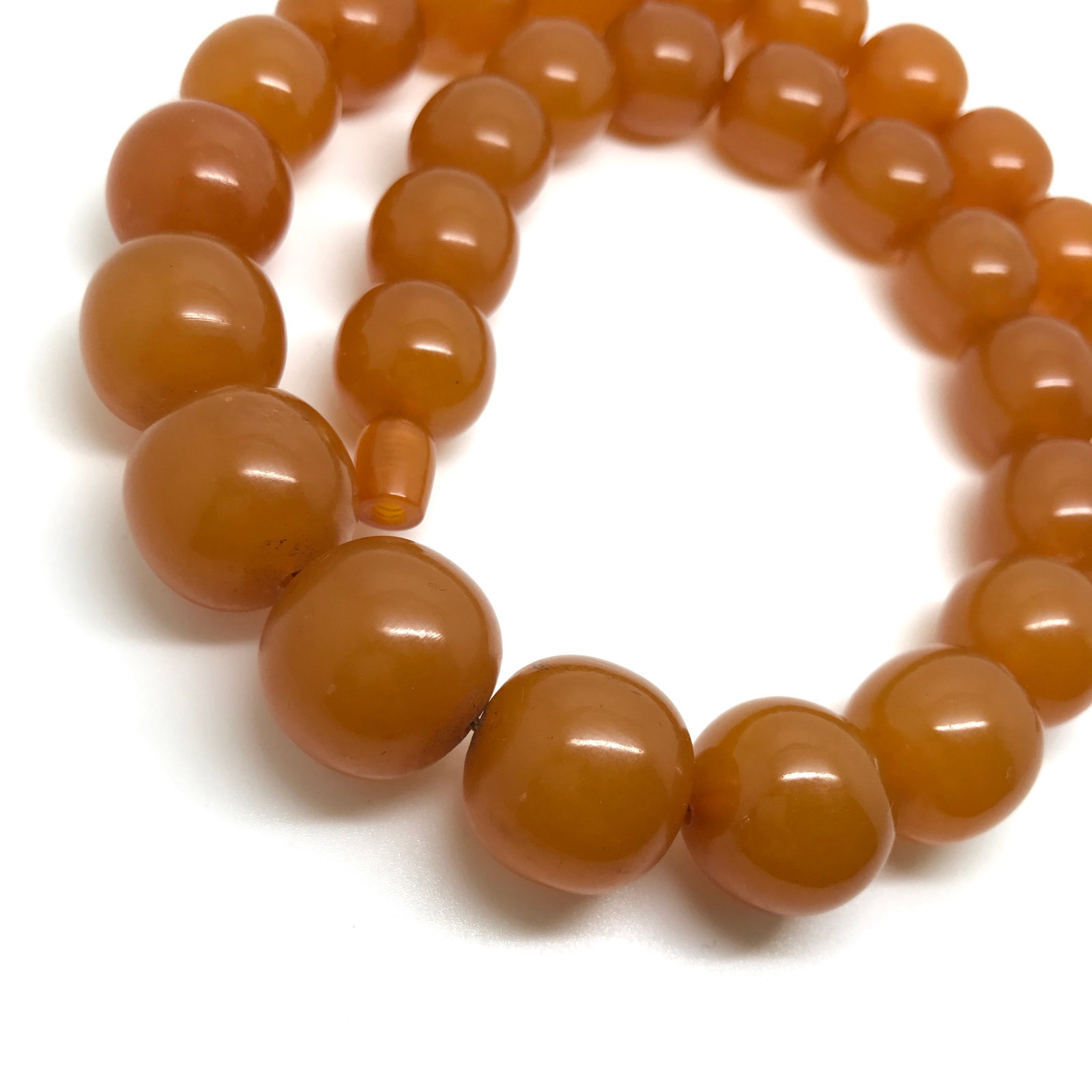 Amazing Unique Vintage Amber Necklace made from Barrel shaped Amber beads - 7