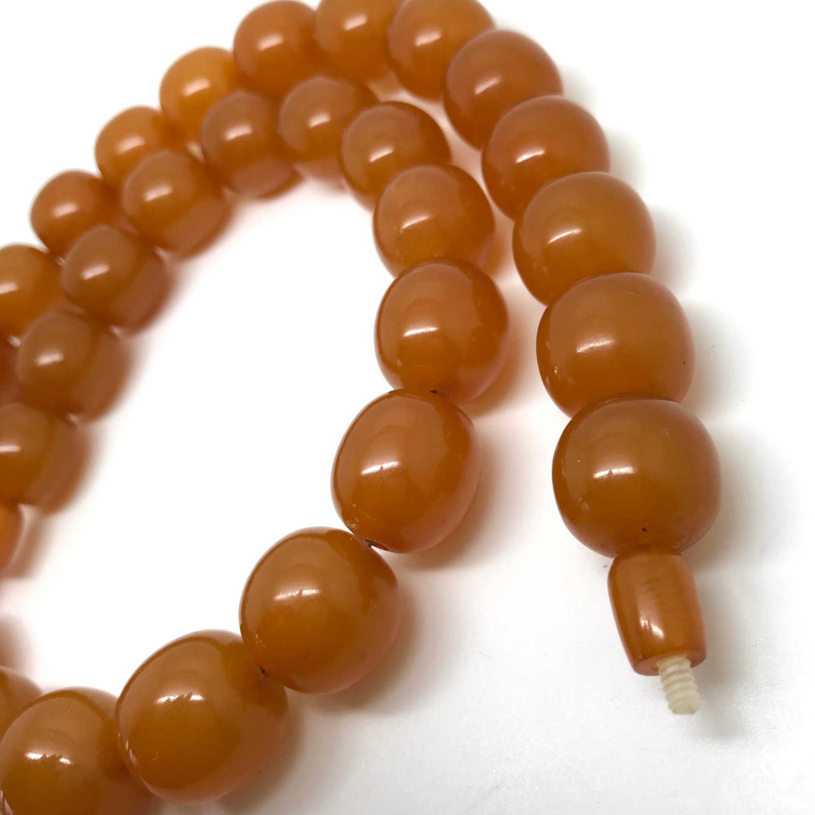 Amazing Unique Vintage Amber Necklace made from Barrel shaped Amber beads - 9