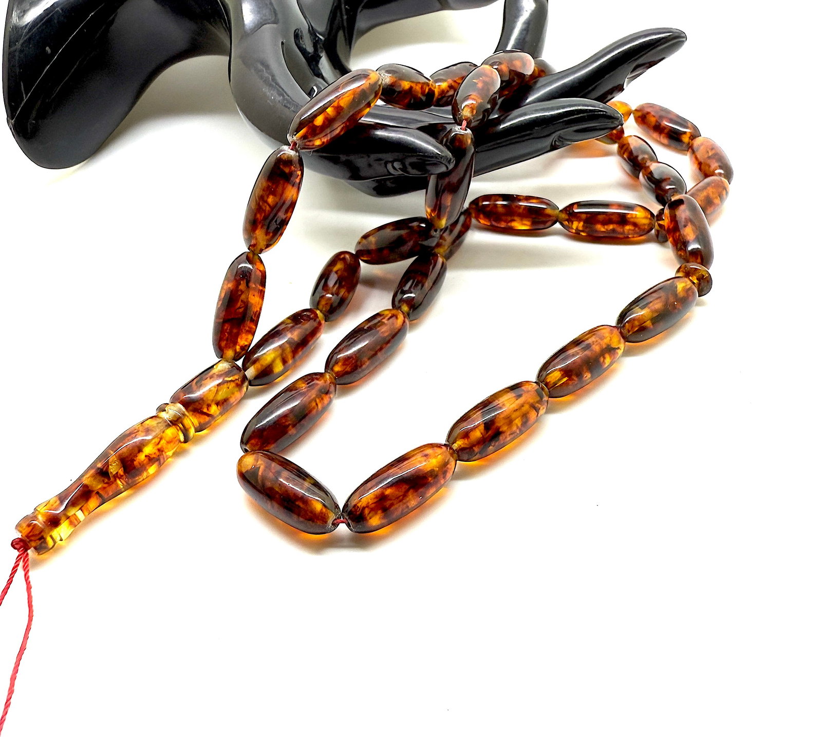 Staggering Vintage Amber Tesbih made from Capsule shaped Amber beads - 7