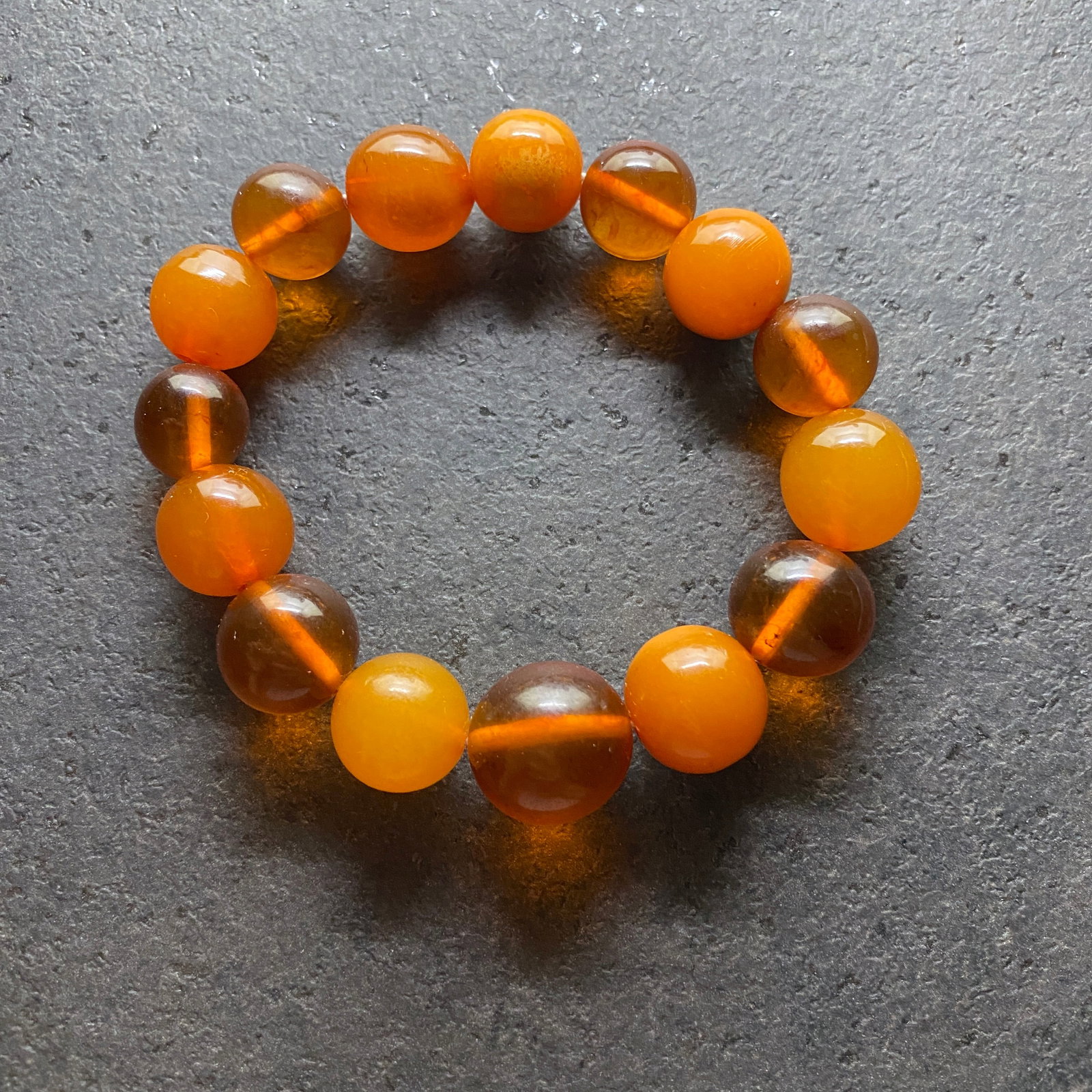 Beautiful Unique Vintage Amber Bracelet made from Round Amber beads - 6