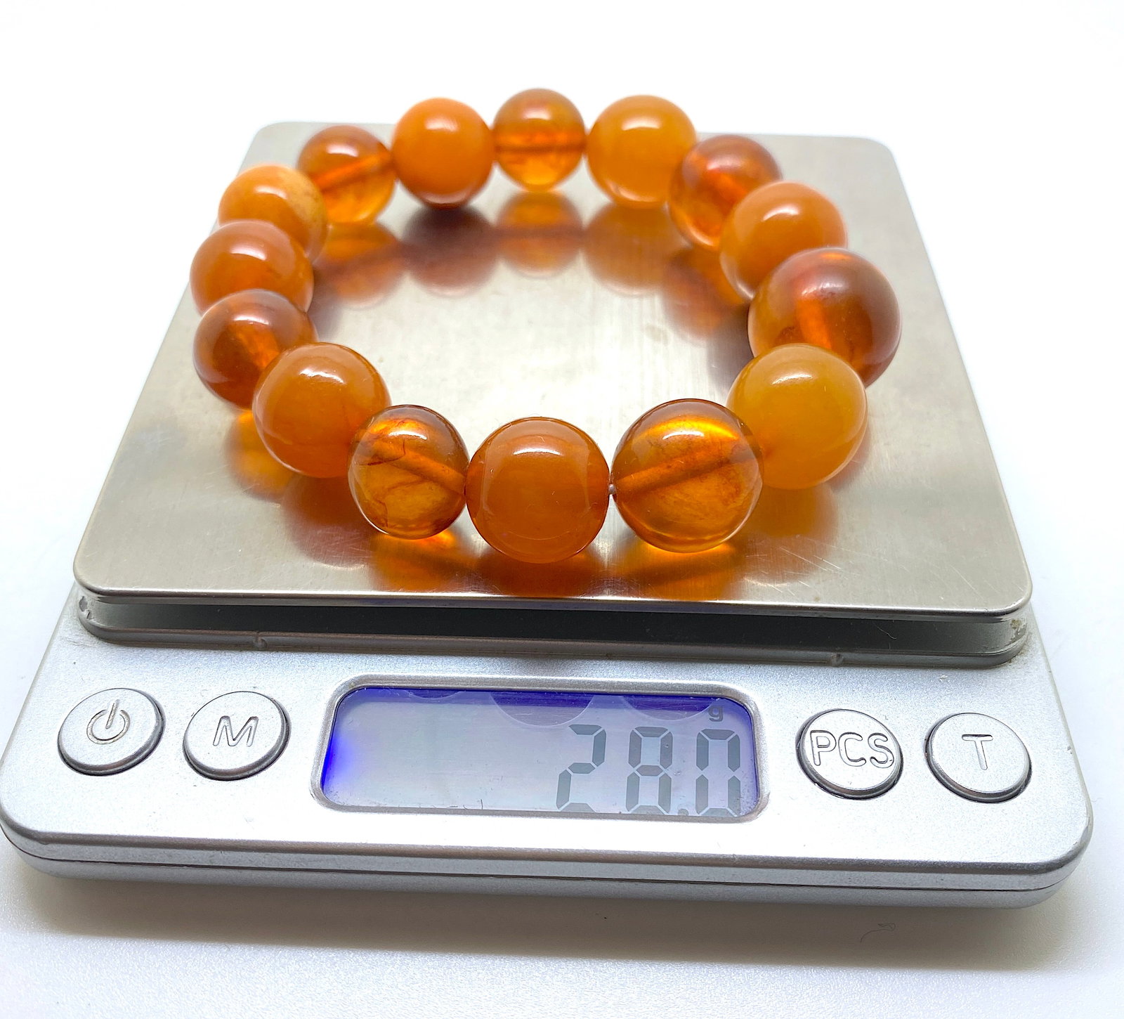 Beautiful Unique Vintage Amber Bracelet made from Round Amber beads - 8