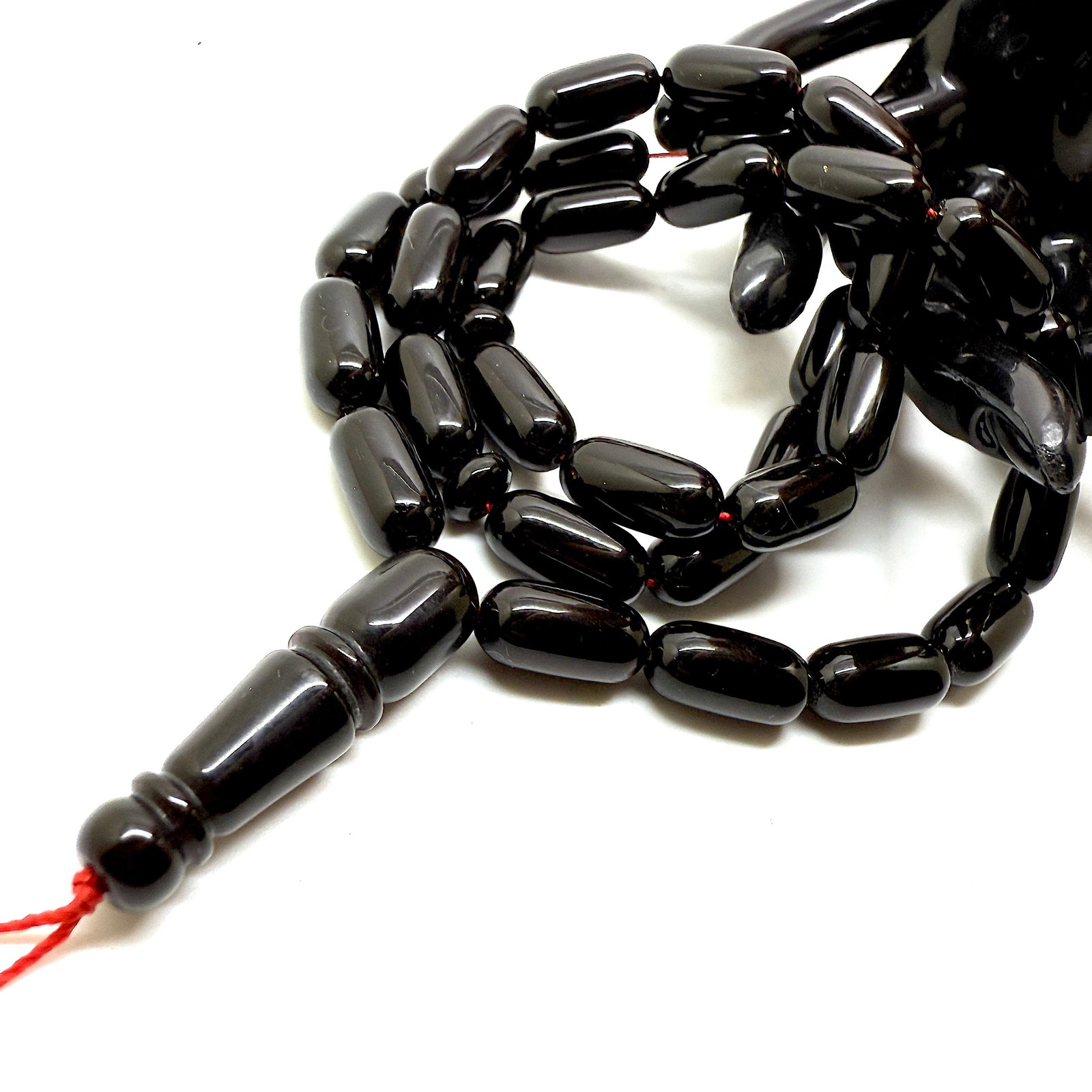 Alluring Vintage Amber Tesbih made from Capsule shaped Amber beads - 13