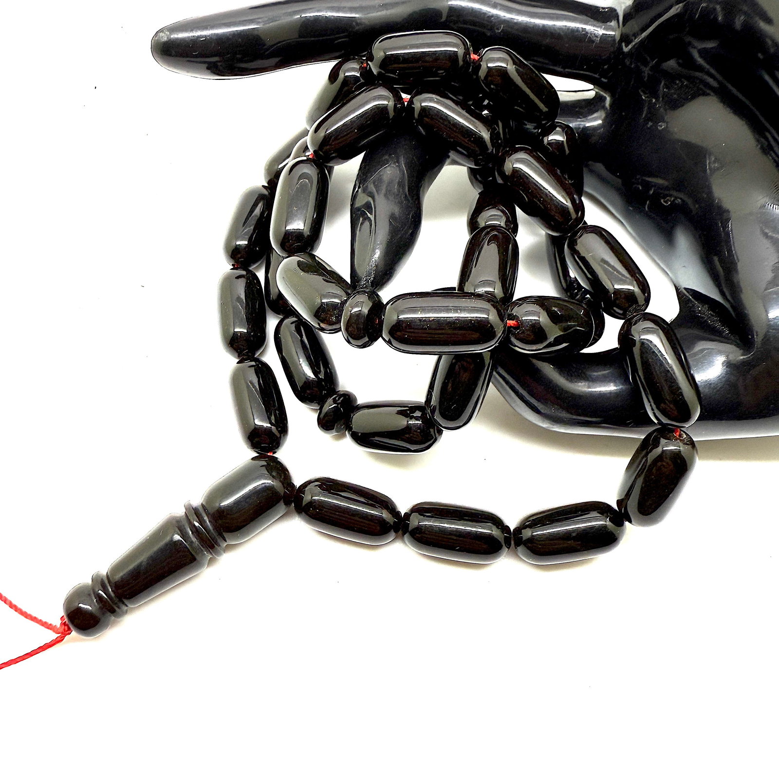 Alluring Vintage Amber Tesbih made from Capsule shaped Amber beads - 16