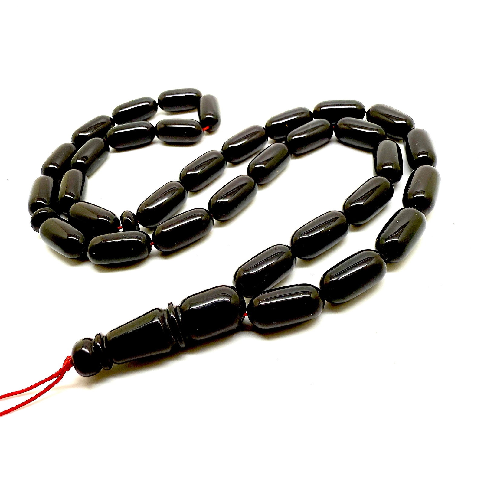 Alluring Vintage Amber Tesbih made from Capsule shaped Amber beads - 9