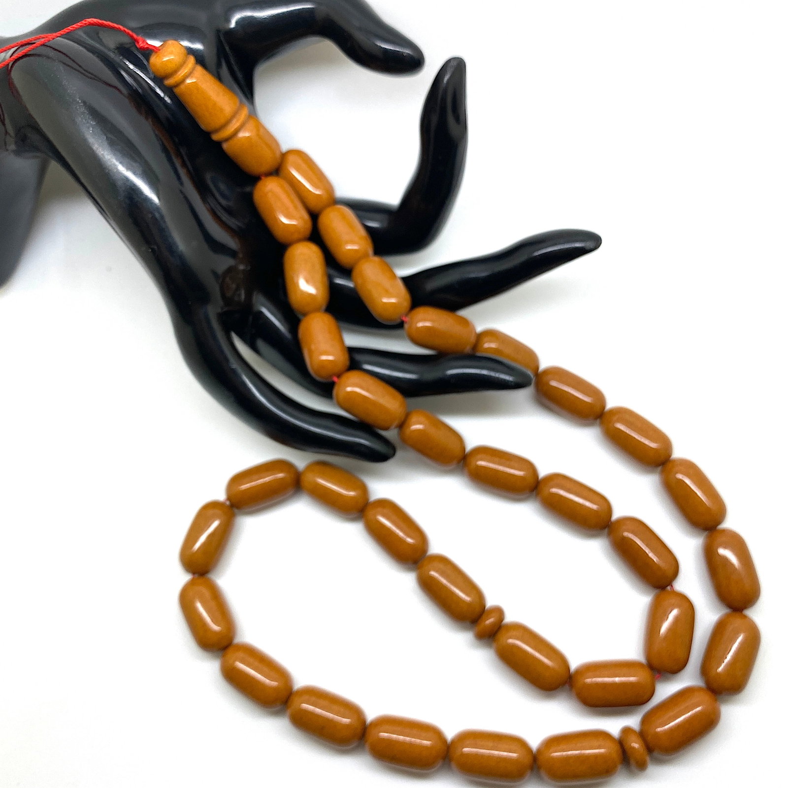 Antique Amber Tesbih made from Capsule shaped Amber beads - 4