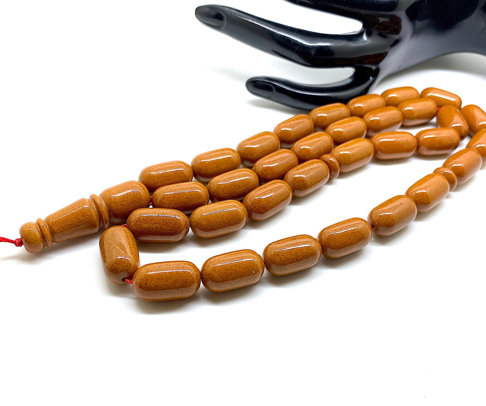 Antique Amber Tesbih made from Capsule shaped Amber beads - 6