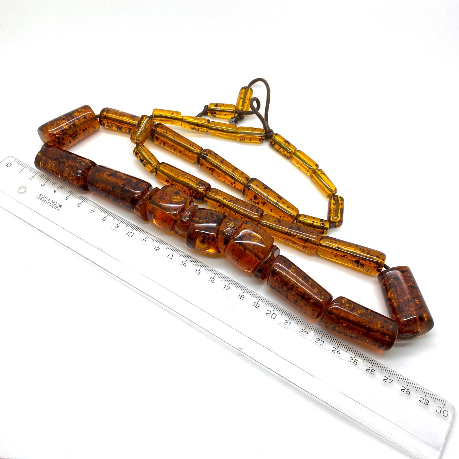 Magnificent Vintage Amber Necklace made from Barrel shaped Amber beads - 6